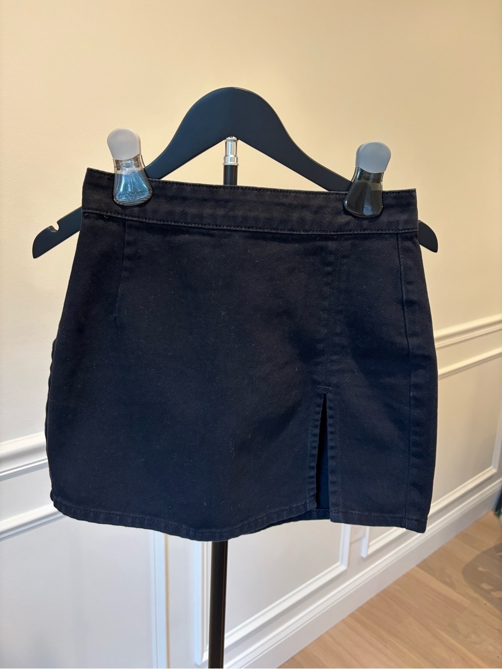 Lioness Black Mini Skirt with Front Slit Detail